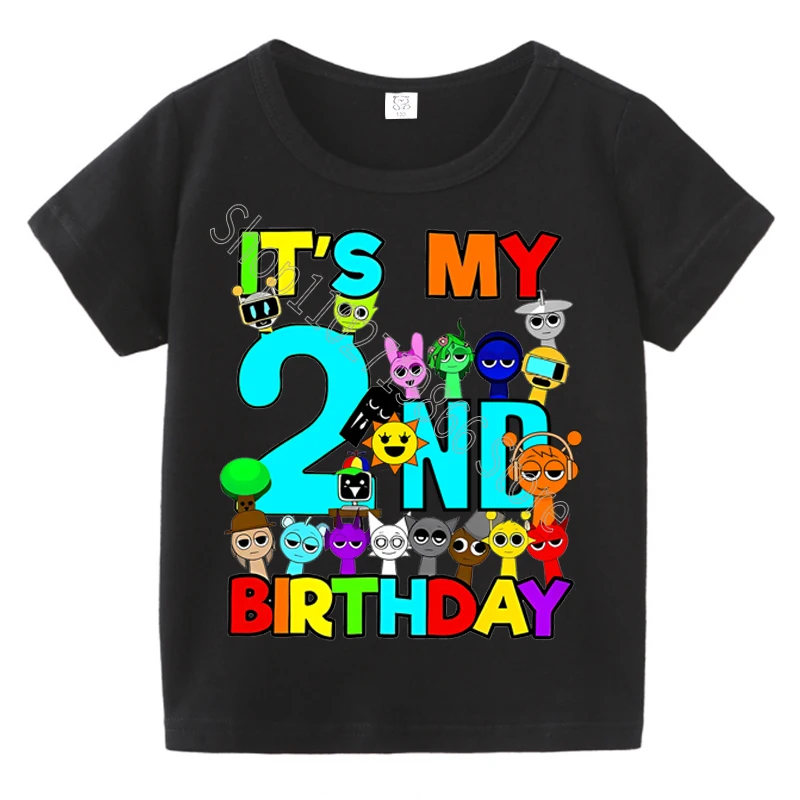 الصيف قصيرة الأكمام Sprunki Incredibox طباعة الأطفال تي شيرت الاطفال ملابس الفتيان الفتيات القطن تيز القمم هدايا حفلة عيد ميلاد