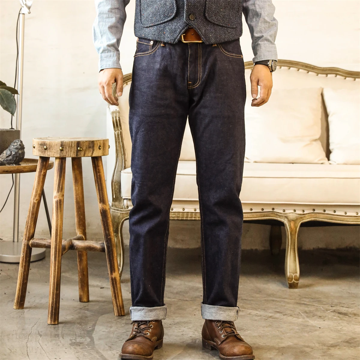 Красные джинсы Tornado 12oz Selvedge Denim 03D10 с низкой посадкой, тонкие прямые, на молнии