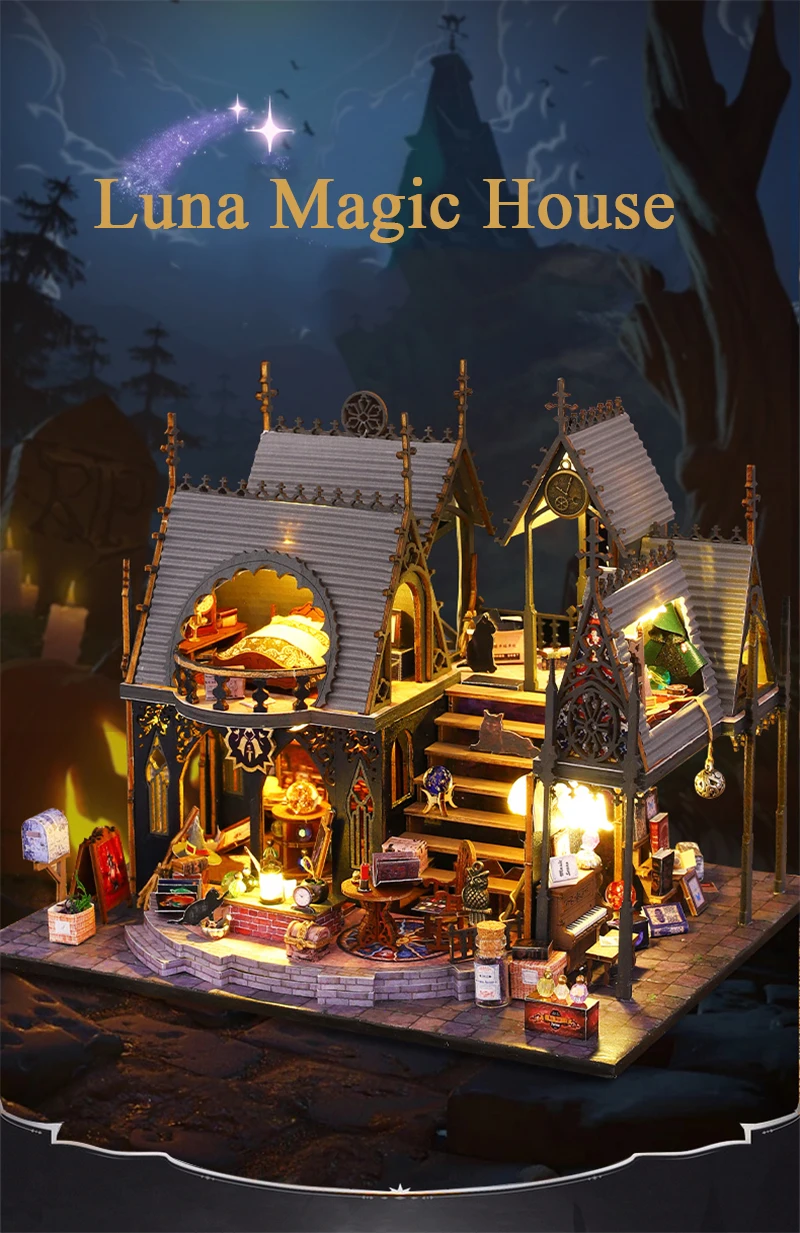 Luna Magic House Retro ES011 DIY Wooden Doll House