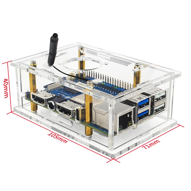 Orange Pi 5 Max Acrylic Case Transparent Shell Protective Box Cooling Fan Alumin