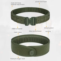 Tactical Belt 3 IN 1 Laser Cut Quick Release Buckle MOLLE Combat Shooting Belt with Inner Belt & Back Support Pad 3