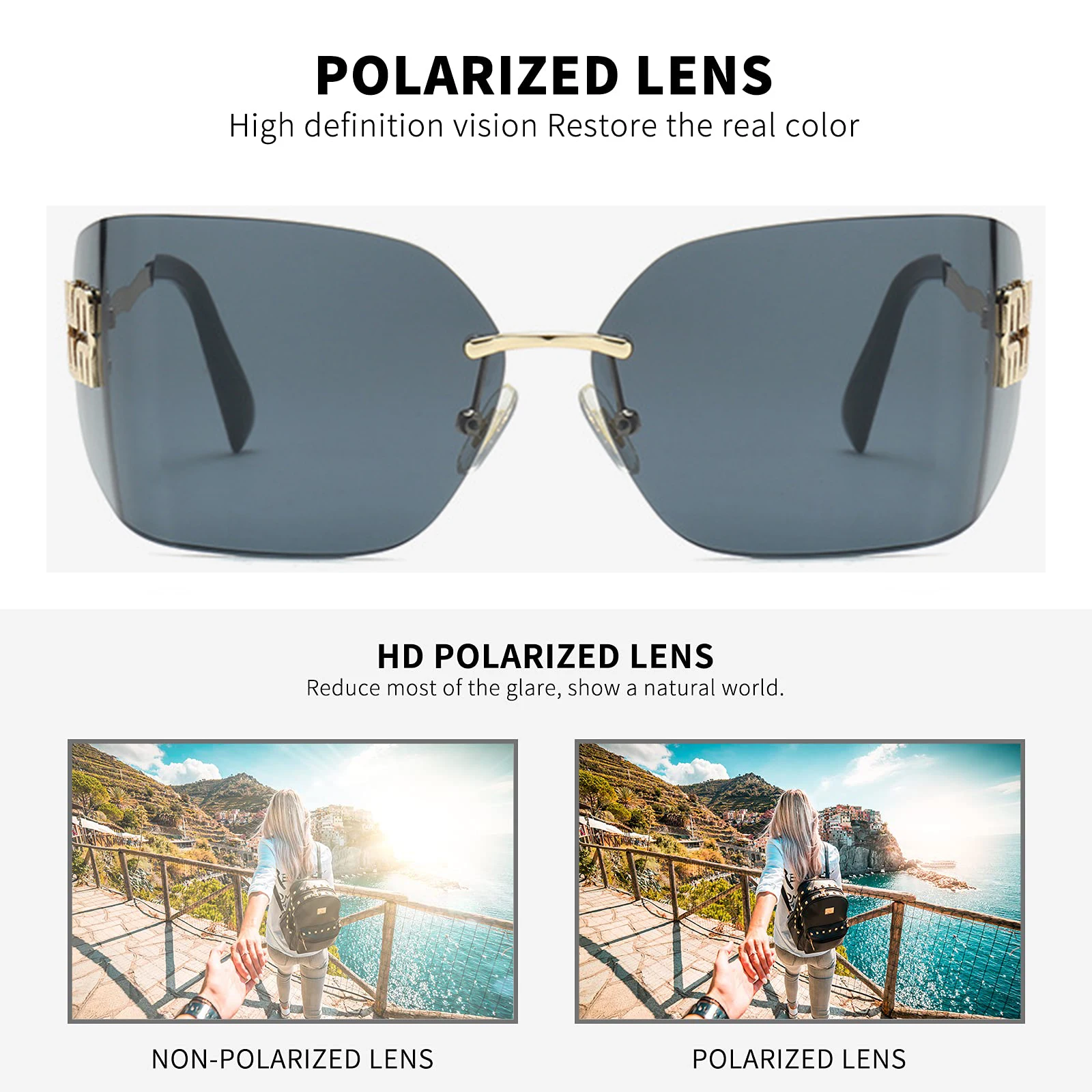Women\'s Sunglasses Curved Lenses Polarized Sun Glasses for Men Anti blue light Eyeglasses Avant-garde Trendy Fashion Style
