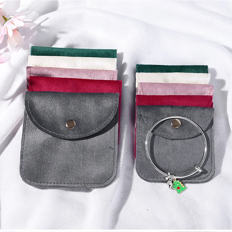 5 Pcs Custom Logo Velvet Jewelry Package Pouch Earrling Necklace Bracelet  Storage Bags For Small Business Small Bags