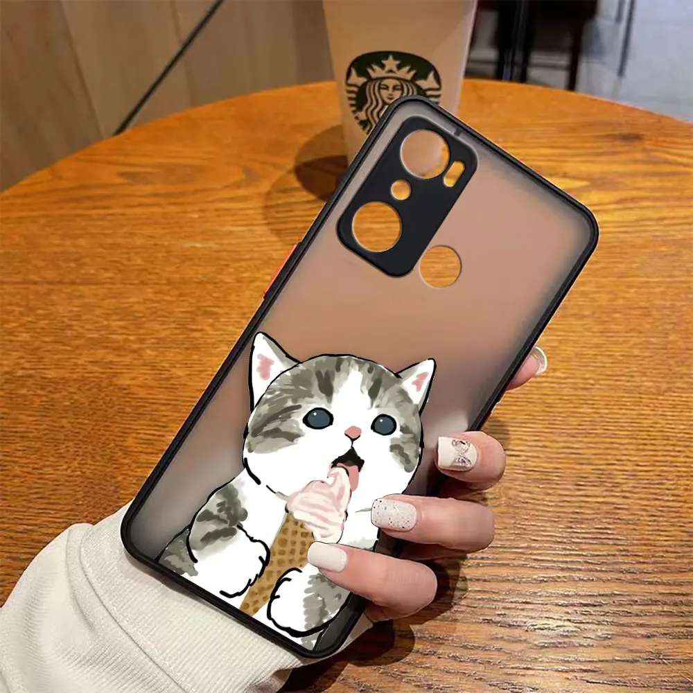 thumbnail image 1 of Matte Case for infinix HOT 20I 12 12I 11 11S 10 10I 10S PLAY 9 Pro POVA 3 CAMON 15 17P Case Funda Cute Cat Cartoon Illustration, 1 of 5