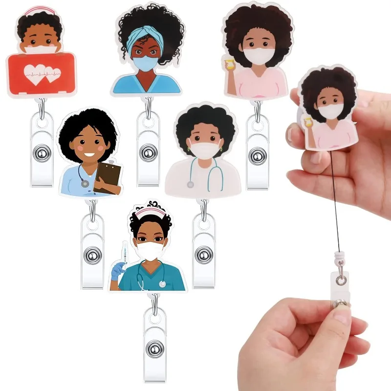 

Doctors Nurses Girls Retractable Easy-to-pull Rotating Nurse Badge Reel Landyard Porta Credencial Lanyards Card Holder