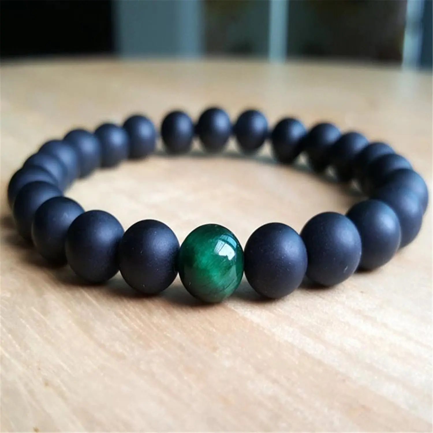 

8mm Matte Black Onyx Beads Bracelet 7.5inch Everyday Adjustable Casual Eco-Friendly Chain Unisex Minimalist Custom Ethnic Trendy