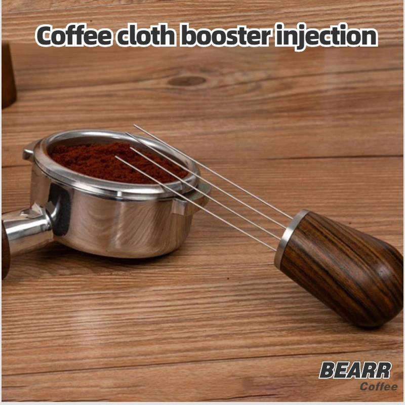 

BEARR Four-needle Coffee Tamper Wooden Espresso Machine Cloth Powder Needle Coffee Powder Distributor LevelerTool