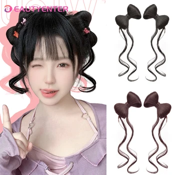 Synthetic Hair Bow Buns Hair Clip Bun Hairstyle Bow Hair Accessories for Women Brown Black Chignon Hairpins Wig Hair Bun