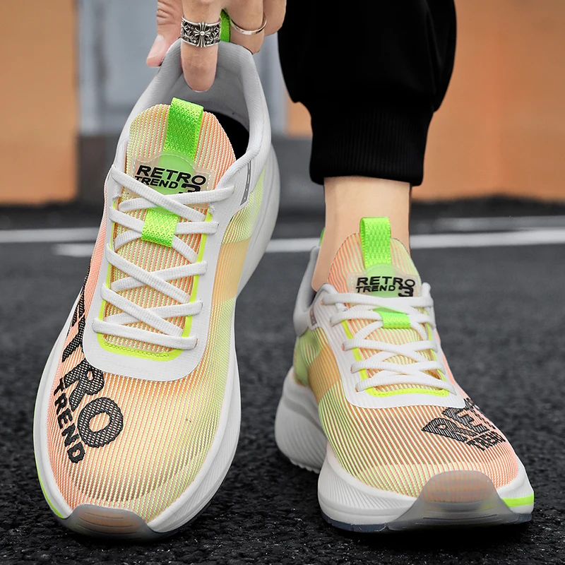 Retro Ultralight Men Running Shoes Women Soft E-tpu Sole Jogging Sports Shoes Cushion Sneakers Outdoor Athletic Training Shoes