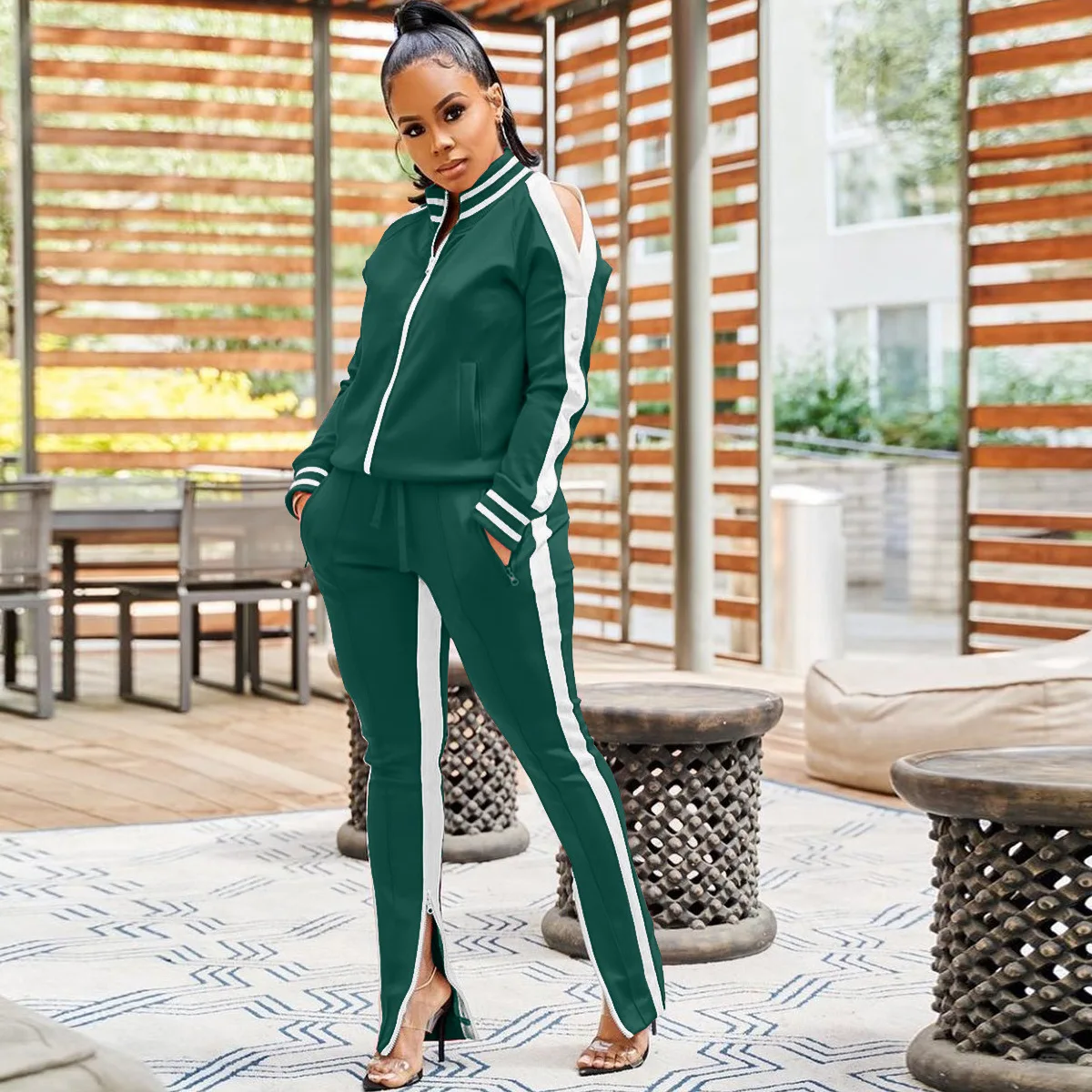 Sweat Suits Cold Shoulder Jogger Set Sweat Suit Cold Shoulder