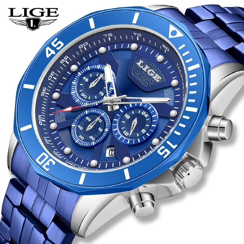 Relogios Masculino LIGE New Fashion Mens Watches Top Brand Luxury Wrist Watch Quartz Clock Watch Men Waterproof Chronograph Hour