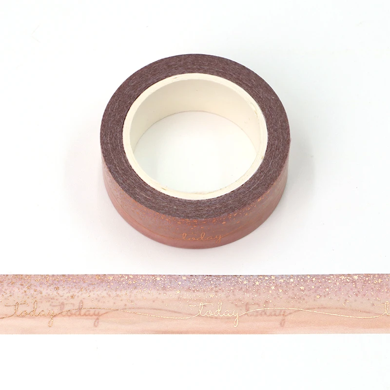 

NEW 10pcs/lot 15mm*10m Gold Foil Today Dots Decorative Washi Tapes Scrapbooking Office Supplies washi tape stickers