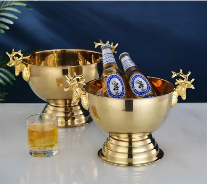 304 stainless steel Deer Head ear GOLD & SILVER CHAMPAGNE ICE BUCKET CHAMPAGNE ICE BOWL