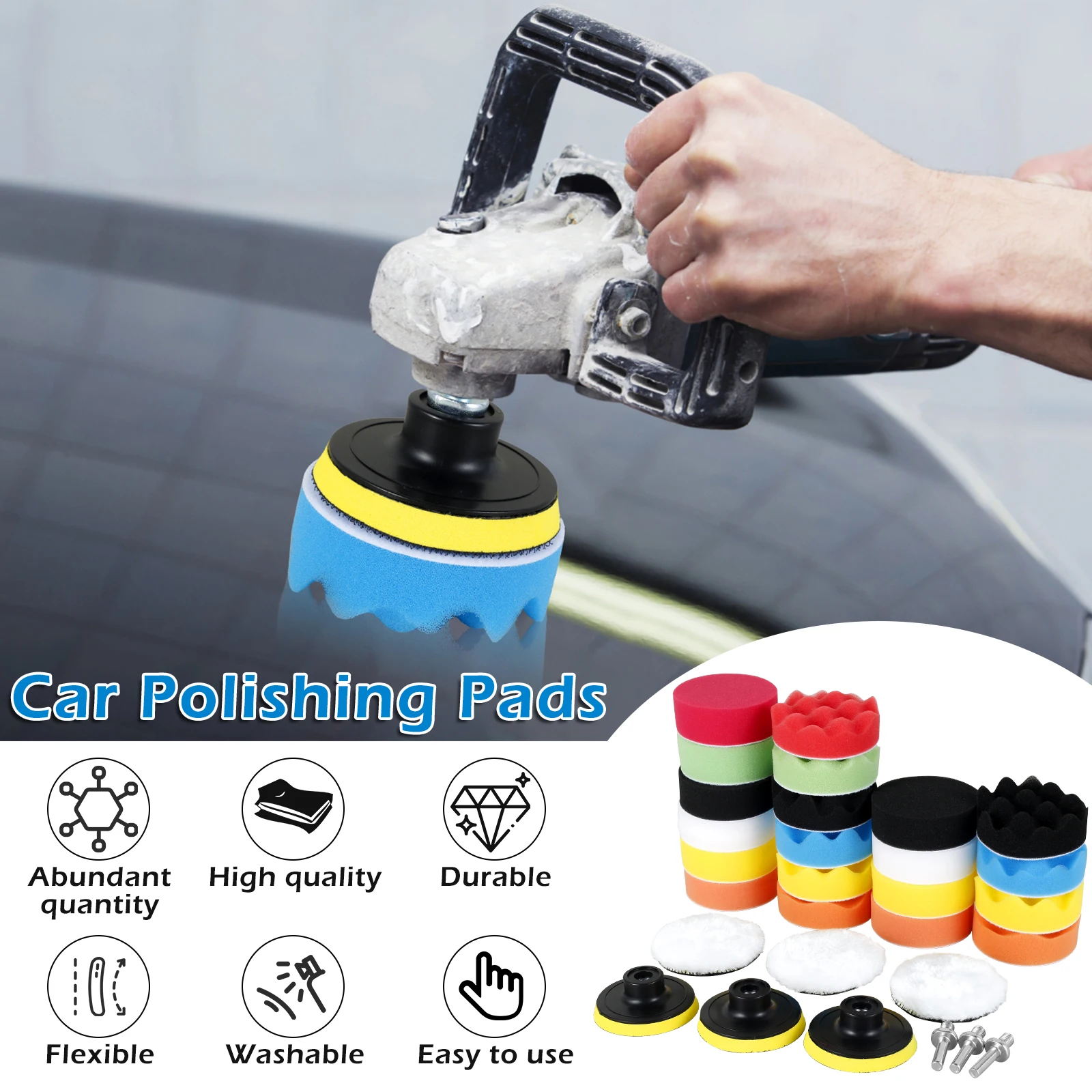 29 Pcs Car Polishing Pad Kit Fine Polishing Car Cleaning Reusable 3 Inch Washable Sponge Polishing Pad for Polishing and Waxing 3