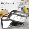 2/3Pcs Thickened Stainless Steel Tray Large Capacity Food Storage Pan with Lid Commercial Dish Tray Freshing Lunch Box Container 5