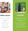 H400 Easy Clean Slow Juicer, Matte Black Hands Free  Hopper Fits Whole Produce  Quiet Motor | Scrub Free Cleaning | BP 6