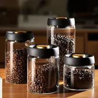 Vacuum Sealed Tank Transparent Home Multifunction Air Extraction Practical Airtight Container Glass Coffee Bean Food Storage Jar 2
