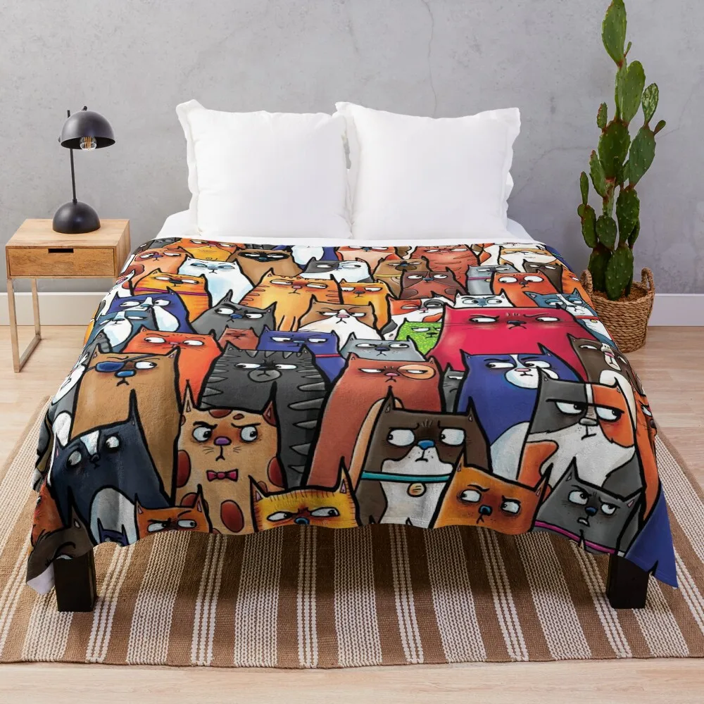 

Suspicious Kitties Throw Blanket Stuffeds funny gift Designers Picnic Thins Blankets