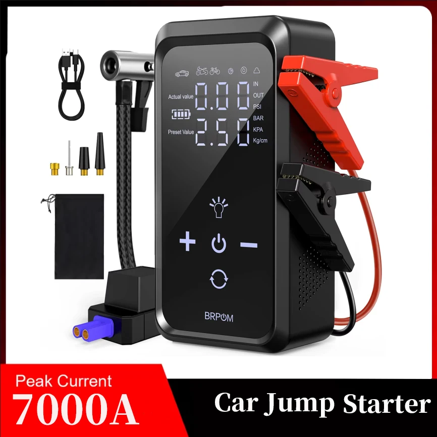 Car Jump Starter 26800mAh/21800mAh Power Bank 150PSI Pump Air Compressor Emergency Battery Booster Power Bank Start