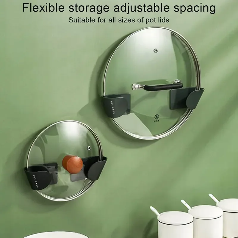 

2PCS Pot Lid Holder Wall-Mounted Hanging Holder for Pan Pot Cover Rack Plastic Kitchen Storage Rack Kitchen Organizer