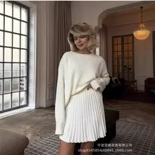 Solid Color Knit Sweater Dress Set