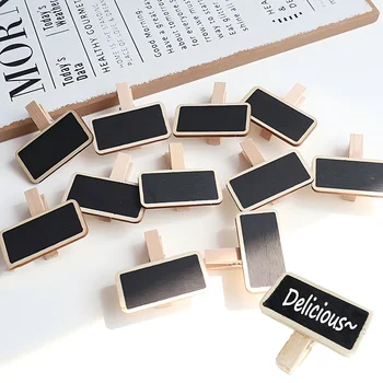 Nuovi Clip in Legno a Forma di Lavagna Mini, Clip Rettangolari per Messaggi Fai-da-Te, Etichette per Prezzi, Cartellini per Numeri di Tavolo, Matrimoni