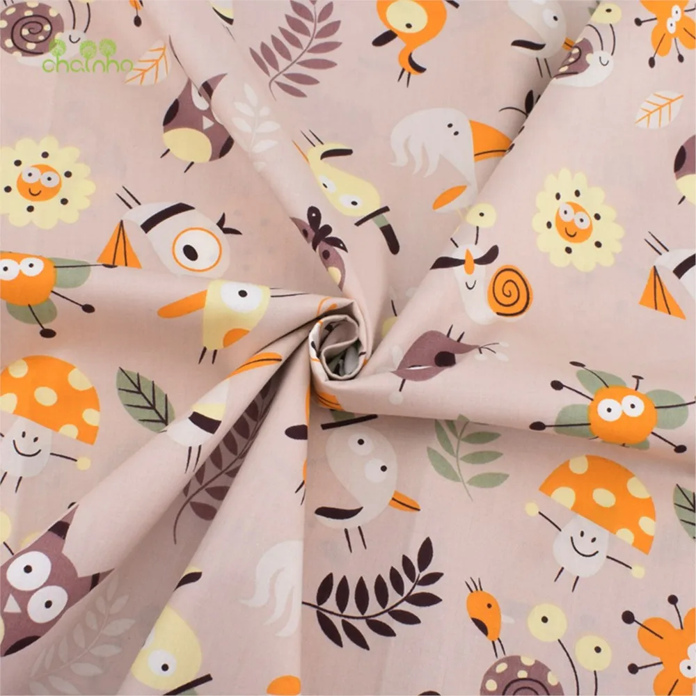 Chainho,Printed Twill Cotton Fabric,Patchwork Cloth,DIY Sewing & Quilting Material,6 Designs,2 Size,Fox & Penguin Series,CC203