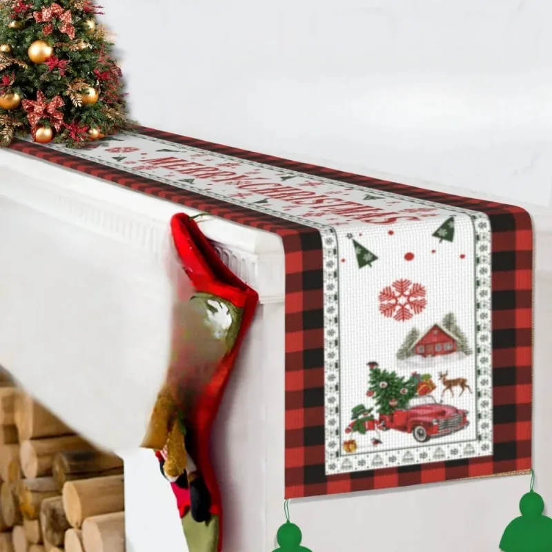 Description Picture 4 of itemChristmas Elegant Linen Tablecloths Cloth Snowman Snowflake Bell Pattern Design for Garden Picnic Mat Desk Protecter