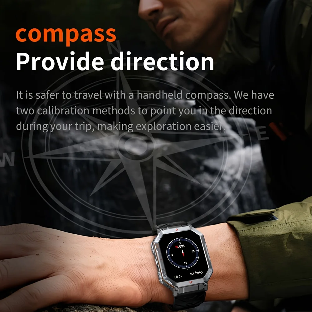 2026 New Men GPS Sports Smart Watch 2.01'' AMOLED Compass Heart Rate 400mAh Battery Bluetooth Call 10ATM Waterproof Smartwatch 3