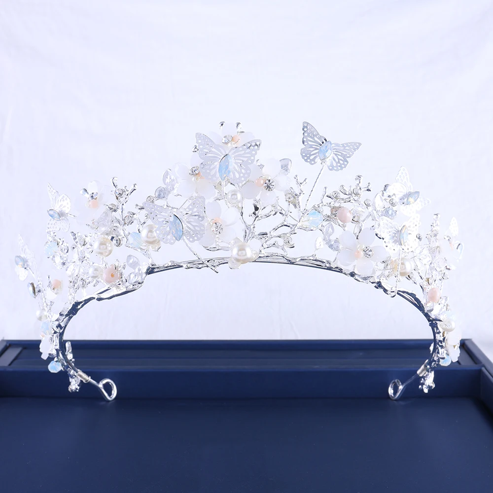 Luxury Wedding Crown Butterfly Crystal Bridal Tiara Sliver Alloy Queen Headpiece For Wedding Banquet Jewelry Hair Accessories