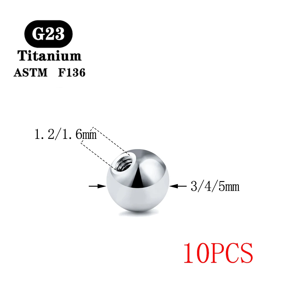 10PCS G23 Titanium 14G 16G External Thread Internally Threaded Ball Replacement Accessories Body Jewelry Accessories piercing jewelry body piercing jewelry body jewelry