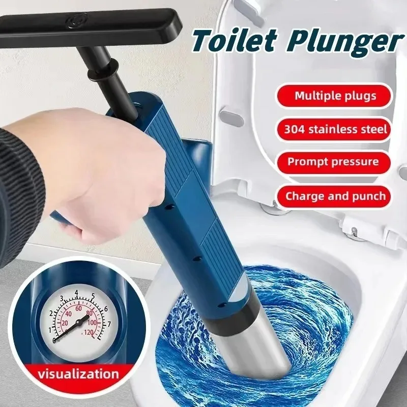 Pneumatisches Hochdruck-Abflussreinigungs-Set, Edelstahl-Toilettenpumpe & Rohrreiniger-Kit ​ – Detail 7