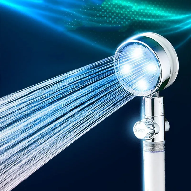 

LED Shower Head Temperature Control 3 Colors Changing Water Flow Adjustable High Pressure Shower Head Bathroom Shower Sprayer