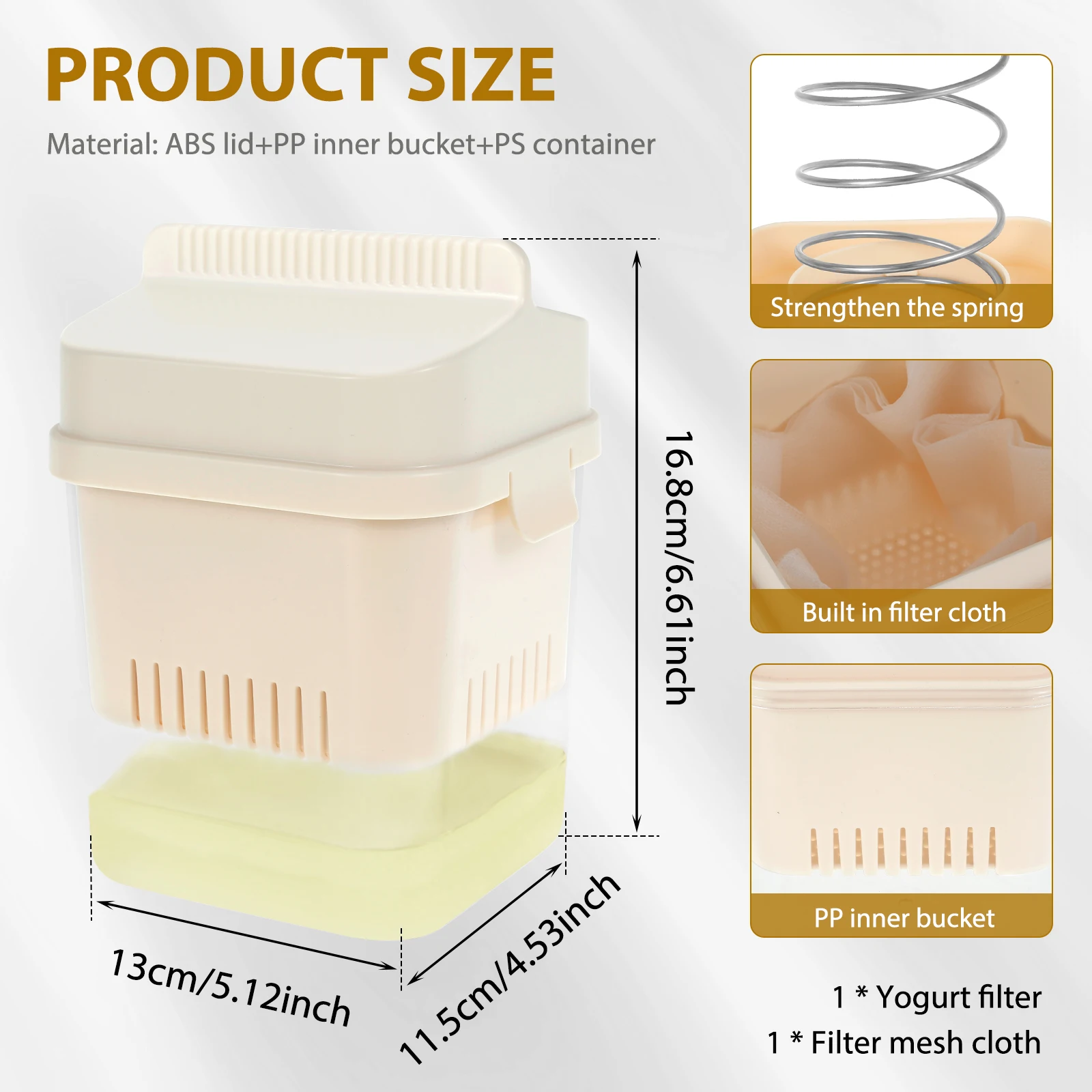 Yogurt Strainer with Lid and Mesh Filter Milk Strainers Safe Yogurt Whey Separator Maker Strainer Kitchen Accessories
