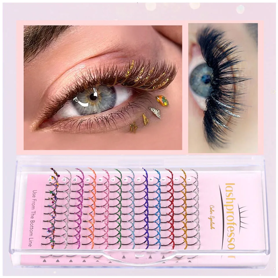Lashprofessor Color Glitter Spike Lashes Fashion Shiny Premade Fairy