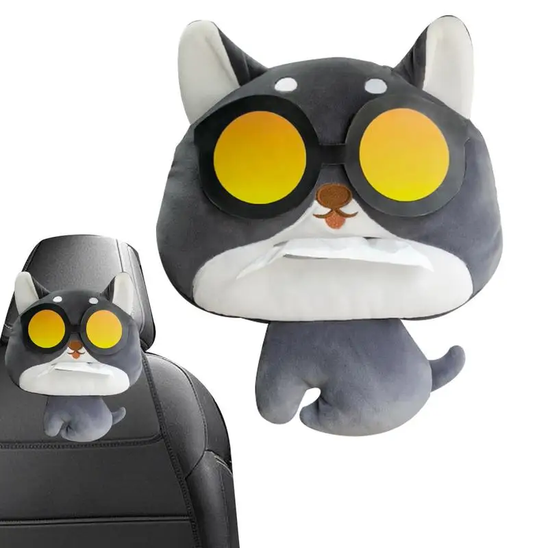 

Cartoon Cute Car Tissue Box Cute Short Plush Tissue Boxes Bracket Auto Armrest Box Car Seat Back Multi-function Car Supplies