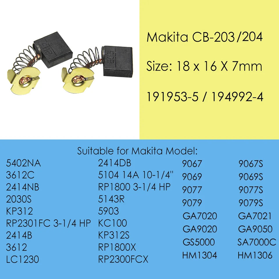 Confezione Da 4 Spazzole Al Carbonio Per Smerigliatrice Angolare Makita GA9020 GA9020KD GA9020S CB204 - Foto 12