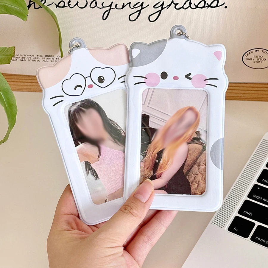 WEBEEDY 2 Pcs Heart Shape Acrylic Photocard Holder Keychain - Clear Card Protector With Wrist Coil - View #9
