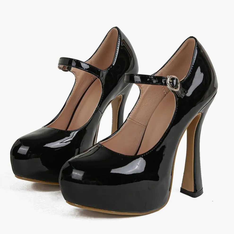 Alionly 2025 New Sexy Extreme Thin High Heels Women Pumps Elegant Round Toe Buckle Strap Banquet Pole Dancing Sandals Shoes 2