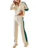 Womens 2 Piece Sweater Sets 2024 Autumn/Winter Half Zip Long Sleeve Pullover Wide Leg Pants Color Block Lounge Tracksuit Outfits 1