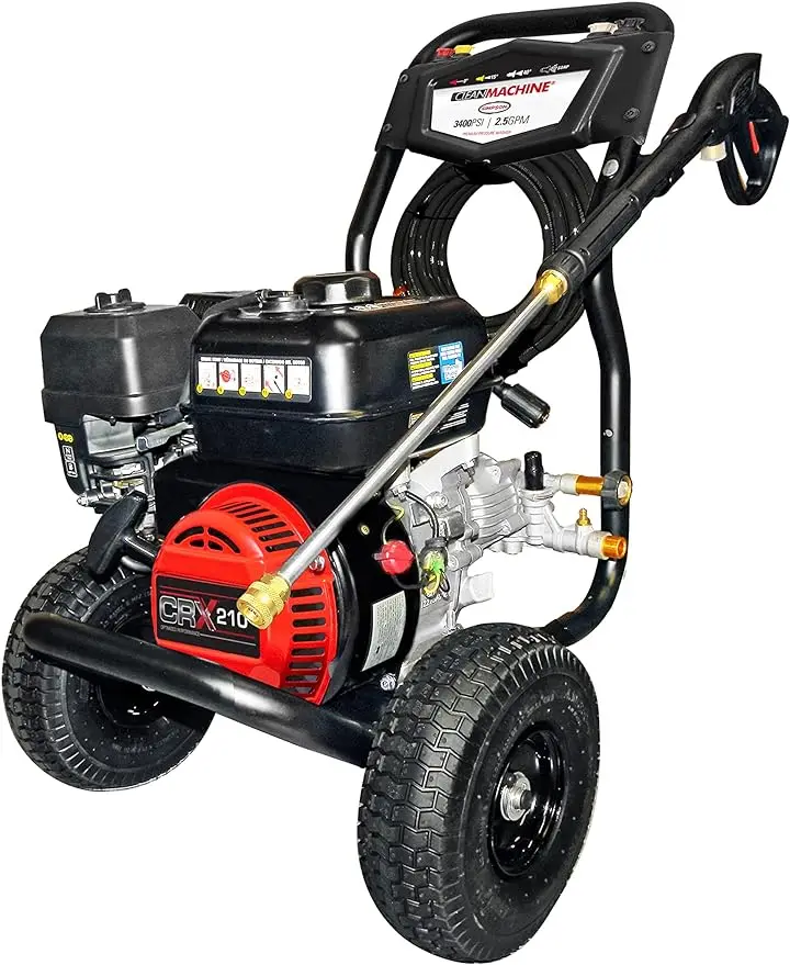 

SIMPSON Cleaning CM61083 Clean Machine 3400 PSI Gas Pressure Washer, 2.5 GPM, CRX Engine, Includes Spray Gun and Wand, 4 QC Nozz