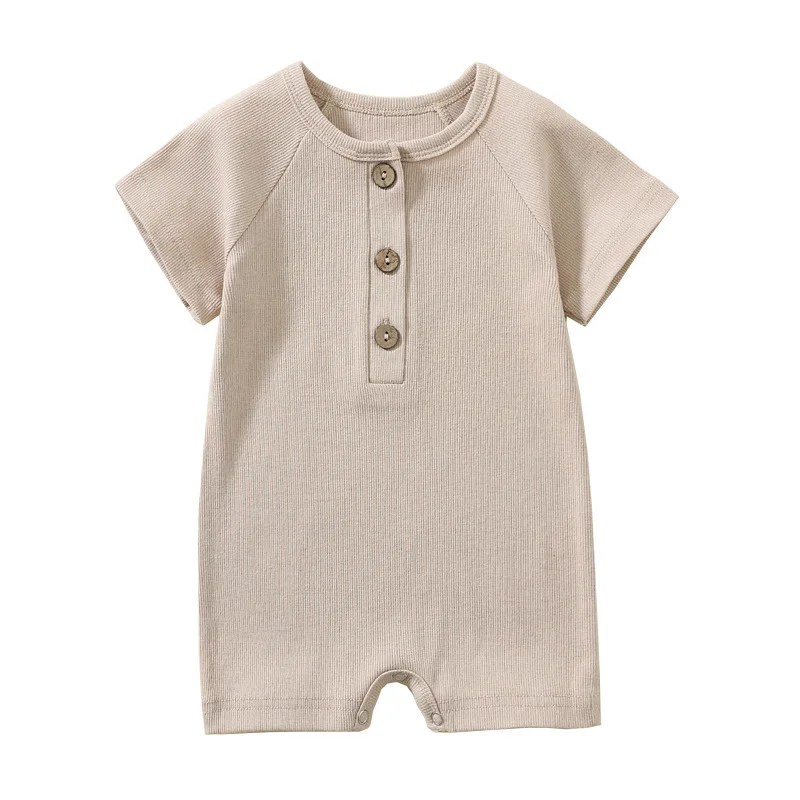 Baby Boy Romper Summer Wear Infant Bebe Thin Pajamas Short Sleeve Jumpsuit Ribbed Clothes Knitted Stretch Girl Outfits Playsuit 2