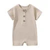 Baby Boy Romper Summer Wear Infant Bebe Thin Pajamas Short Sleeve Jumpsuit Ribbed Clothes Knitted Stretch Girl Outfits Playsuit 2