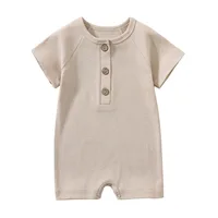 Baby Boy Romper Summer Wear Infant Bebe Thin Pajamas Short Sleeve Jumpsuit Ribbed Clothes Knitted Stretch Girl Outfits Playsuit 2