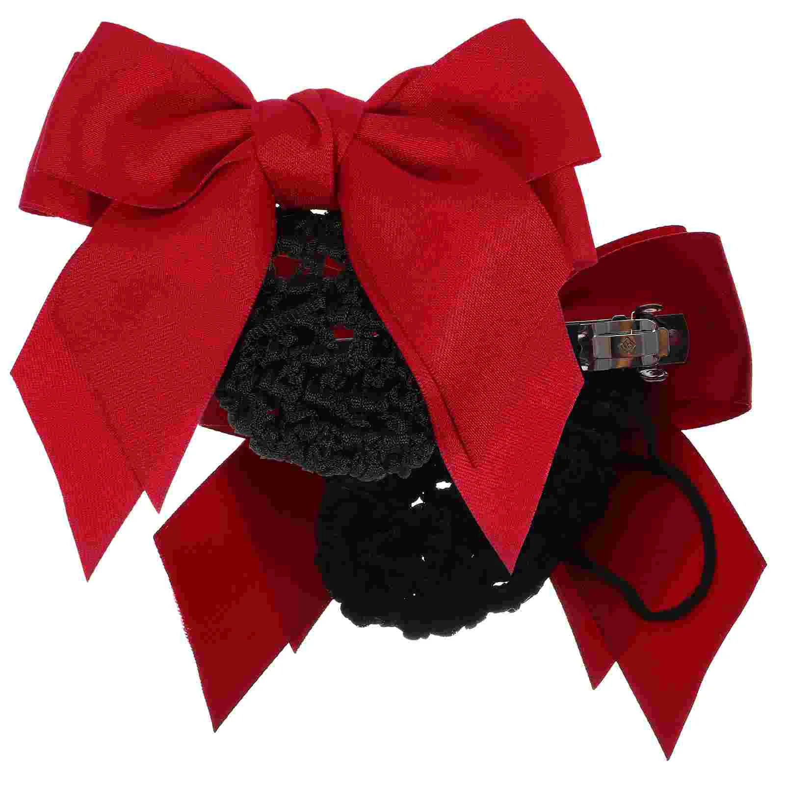 

2Pcs Women Hairnets Bowknot Hair Clip Barrette Hair Bun Cover Mesh Hairnet for Service Ballet