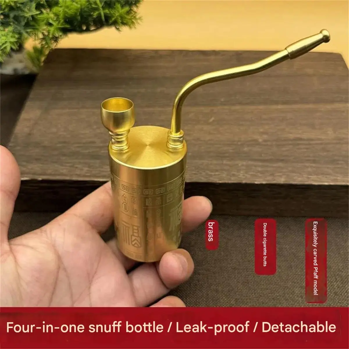 Exquisitely Carved Pure Brass Hookah with Hundred Blessings Design
