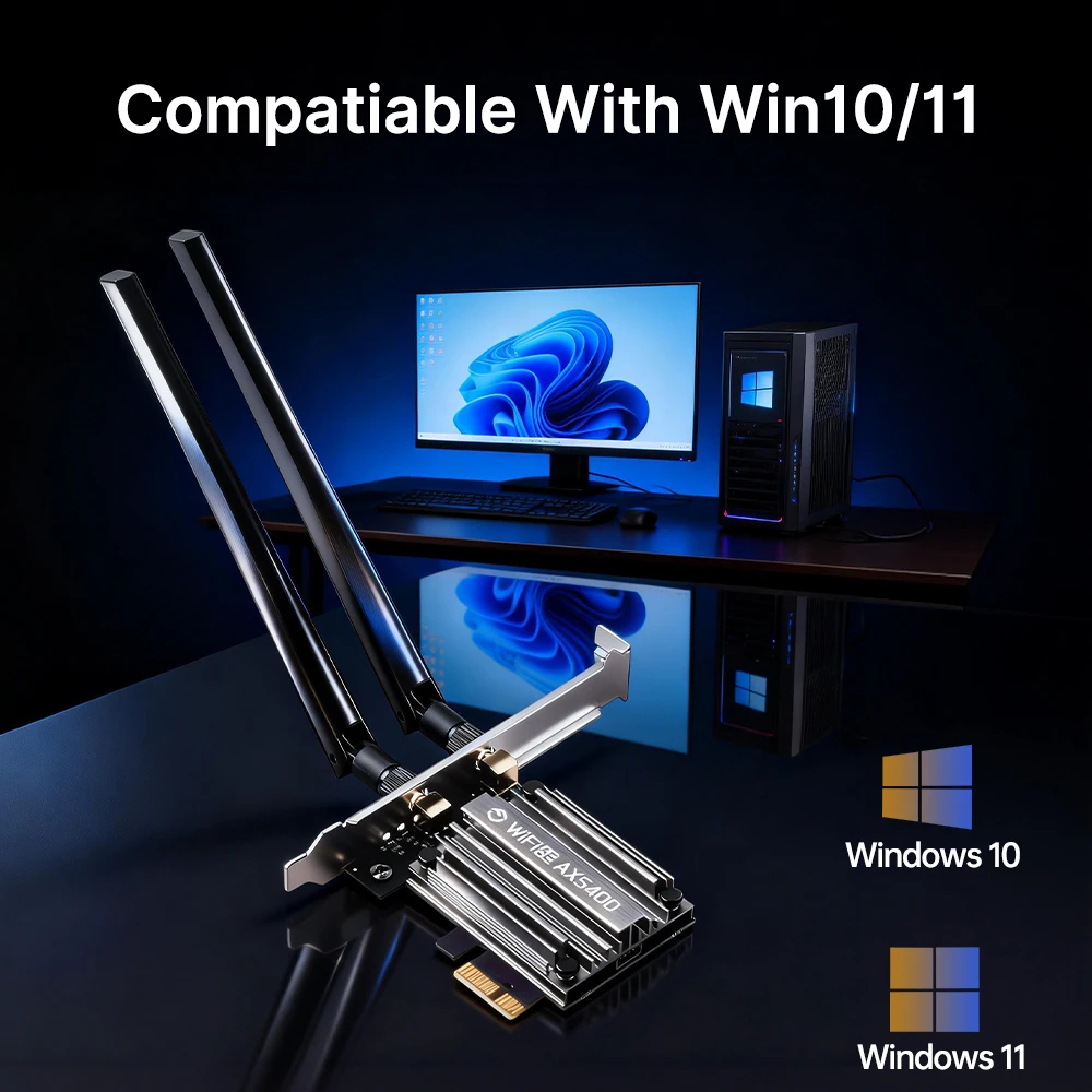 FENVI WiFi6E MT7922 AX5400 PCIE 어댑터 BT 5.3 트라이 밴드 2.4G/5Ghz/6Ghz 802.11AX 네트워크 카드 PC Win 10/11용 무선 수신기