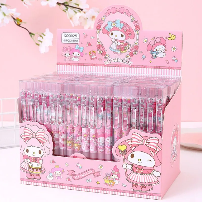 

Sanrio Cute Gel Pen 12-24pcs Kuromi Melody Cinnamoroll Pochacco Student Stationery Black Write Pens 0.5 School Kid Exam Tool