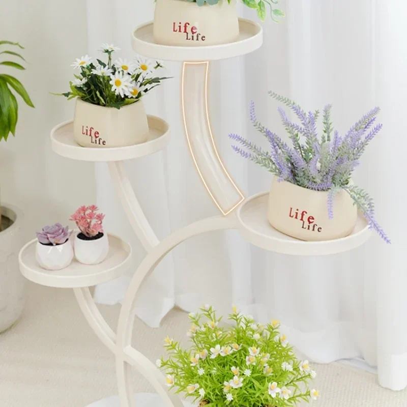 Nordic Wind Stand for Flowers Iron Multi-layer Rack Convenient Mobile Flower Base Living Room Floor Plant Stand Home Decor