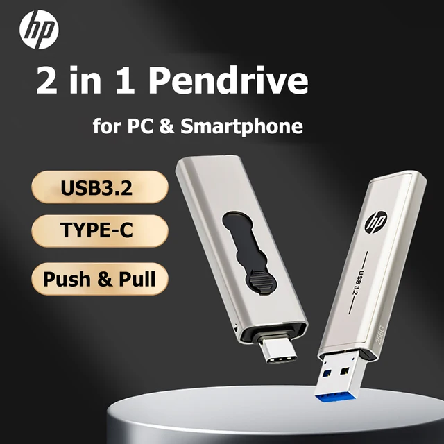 100% Original HP OTG Type C USB3.2 USB Flash Drive Pendrive 256GB 128GB 64GB 2 in 1 U-disk for Laptop PC Media player Cellphone 1